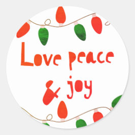 Liefde vrede en vreugde ronde sticker
