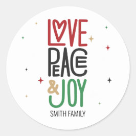 Liefde, vrede en vreugde van uw familie ronde sticker