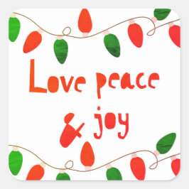Liefde vrede en vreugde vierkante sticker
