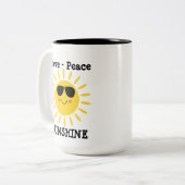 Liefde Vrede en Zonneschijn Tweekleurige Koffiemok (Voorkant links)