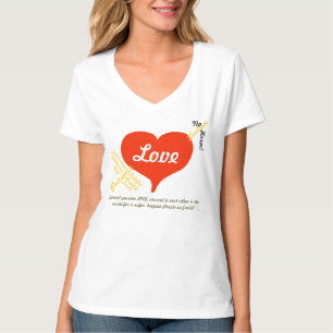 Liefde, vrede Geen kwaad Rood Hart T-shirt
