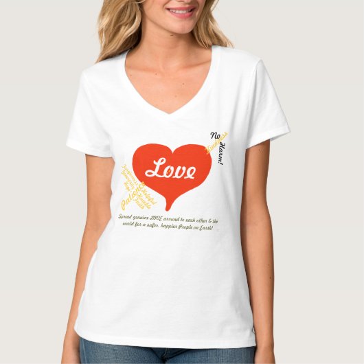 Liefde, vrede Geen kwaad Rood Hart T-shirt (Voorkant)