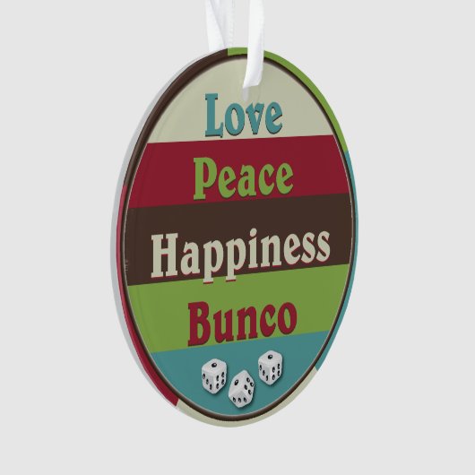 Liefde, Vrede, Geluk, Bunco-versiering Ornament (voorkant)