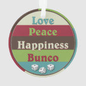 Liefde, Vrede, Geluk, Bunco-versiering Ornament (achterkant)