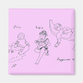 Liefde, Vrede, Geluk Magneet (Roze)