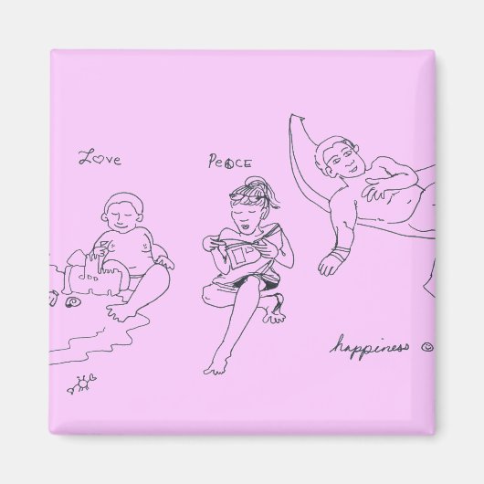 Liefde, Vrede, Geluk Magneet (Roze) (Voorkant)