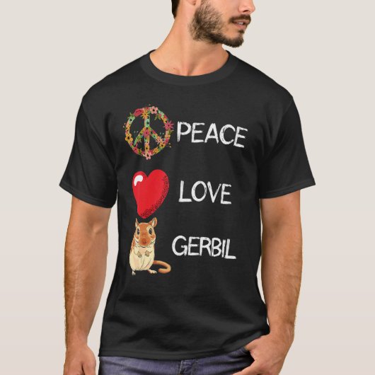 Liefde vrede Gerbil hart eenheid Gerbil knaagdier  T-shirt (Voorkant)