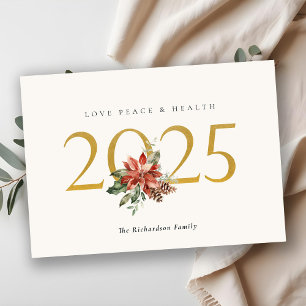 Liefde Vrede Gezondheid Poinsettia Boeket Folie Go Feestdagenkaart