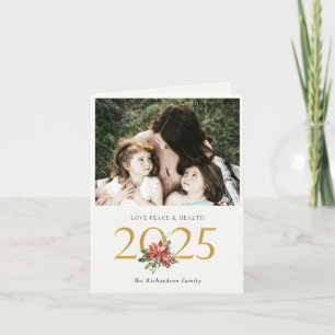 Liefde Vrede Gezondheid Poinsettia Boeket Goud 202 Feestdagen Kaart