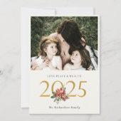 Liefde Vrede Gezondheid Poinsettia Boeket Goud 202 Feestdagenkaart (Voorkant)