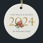 Liefde Vrede Gezondheid Poinsettia Bunch Folie Gou Keramisch Ornament<br><div class="desc">Als u nog meer aanpassingen nodig hebt,  kunt u mij op yellowfebstudio@gmail.com vrij klikken.</div>