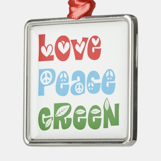 Liefde, Vrede, Groen op maat gemaakte ornament (Links)