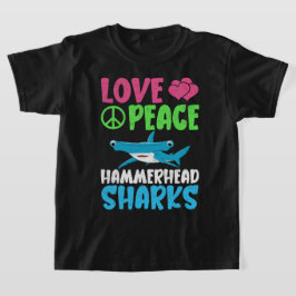 Liefde Vrede Hamerhaaien Schattige Zee Dieren Fans T-shirt