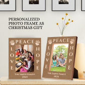 Liefde, Vrede & Hoop Kerstgroet Afbeelding Gegraveerde Lijstjes