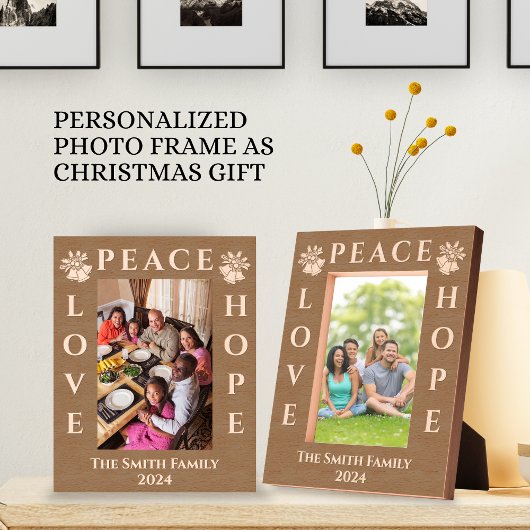 Liefde, Vrede & Hoop Kerstgroet Afbeelding Gegraveerde Lijstjes