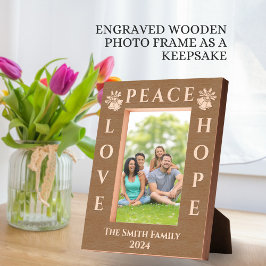 Liefde, Vrede & Hoop Kerstgroet Afbeelding Gegraveerde Lijstjes