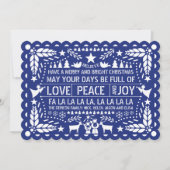 Liefde vrede, Joy papel picado blauw Kerstfeest Feestdagenkaart (Voorkant)