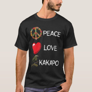 Liefde Vrede Kakapo Vogel Kakapo Papegaai Nieuw Ze T-shirt