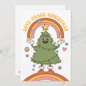 Liefde, Vrede, Kerstmis - een groovy vakantie Feestdagenkaart (Voorkant / Achterkant)