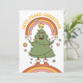 Liefde, Vrede, Kerstmis - een groovy vakantie Feestdagenkaart (Staand voorkant)