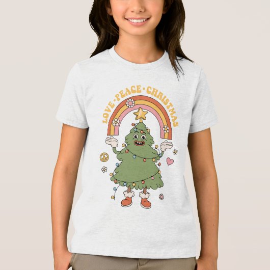 Liefde, Vrede, Kerstmis - een groovy vakantie Tri-Blend Shirt (Voorkant)