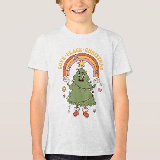 Liefde, Vrede, Kerstmis - een groovy vakantie Tri-Blend Shirt (Voorkant)