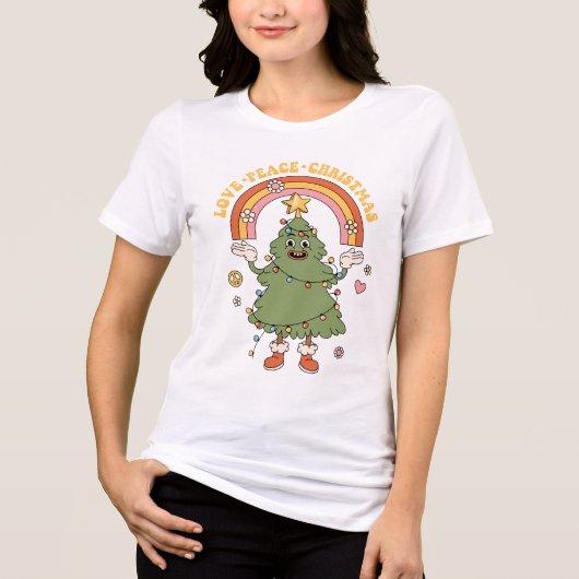 Liefde, Vrede, Kerstmis - een groovy vakantie Tri-Blend Shirt (Voorkant)