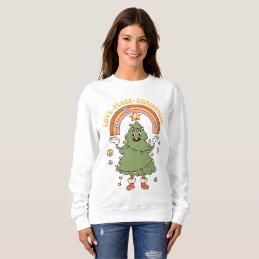 Liefde, Vrede, Kerstmis - een groovy vakantie Trui (Voorkant volledig)