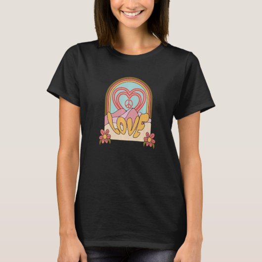 Liefde Vrede Pacifist Vriendelijkheid Romantisch V T-shirt (Voorkant)