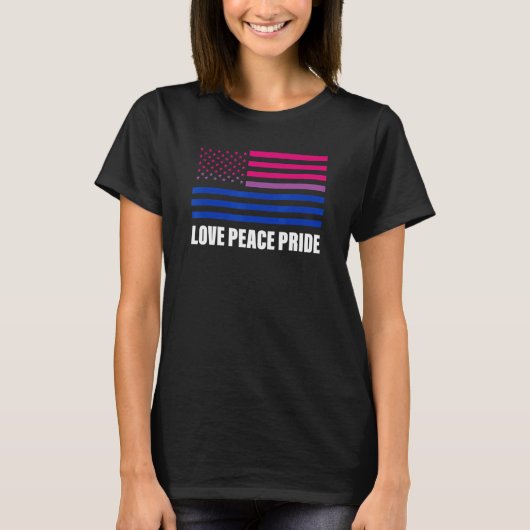Liefde Vrede Pride Biseksuele Vlag LGBT Gay Pride T-shirt (Voorkant)