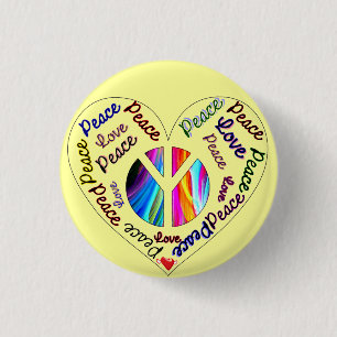 Liefde & Vrede_ Ronde Button 3,2 Cm