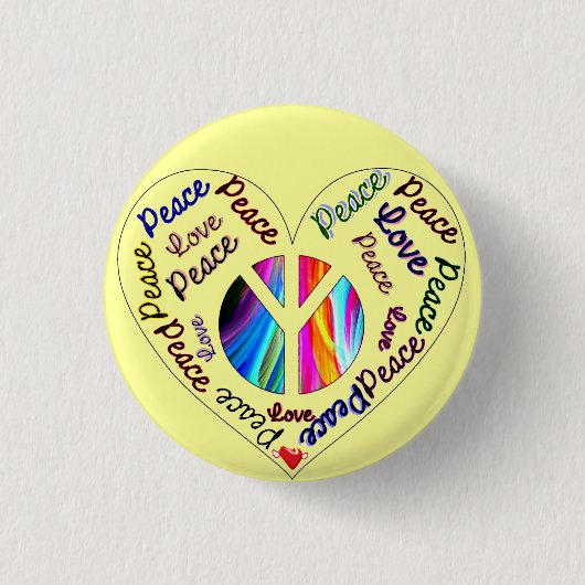 Liefde & Vrede_ Ronde Button 3,2 Cm (Voorkant)
