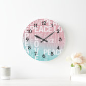 Liefde Vrede Roze Aqua Ombre Grote Klok (Huis)