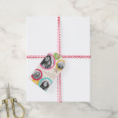 Liefde vrede sneeuwvlokken kleurrijke foto vakanti cadeaulabel (Met Touw)