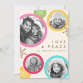 Liefde vrede sneeuwvlokken kleurrijke foto vakanti feestdagenkaart (Voorkant)