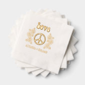 Liefde Vrede Teken Daisy Bloemen Koppel Naam Folie Servetten (Insitu (Gestapeld))