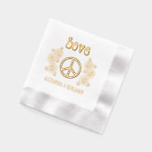 Liefde Vrede Teken Daisy Bloemen Koppel Naam Folie Servetten (Links)