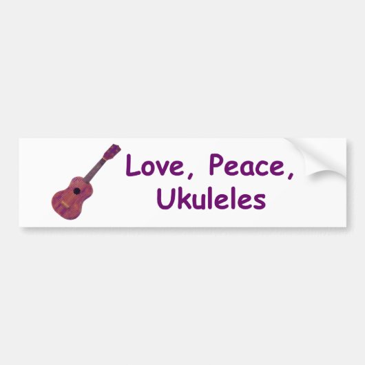 Liefde, Vrede, Ukuleles Bumpersticker (Voorkant)