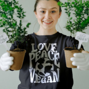 Liefde Vrede Vegan Slogan Vegetarisch Grappig T-shirt