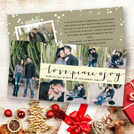 Liefde Vrede Vreugde Eenvoudig Moderne Script 7 Fo Feestdagenkaart