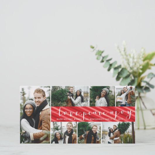 Liefde Vrede Vreugde Eenvoudig Moderne Script 7 Fo Feestdagenkaart (Staand voorkant)