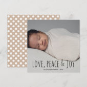 Liefde Vrede & vreugde | Eerste kerst Baby foto Feestdagenkaart (Voorkant / Achterkant)