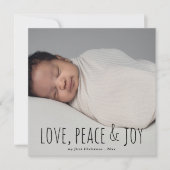 Liefde Vrede & vreugde | Eerste kerst Baby foto Feestdagenkaart (Voorkant)