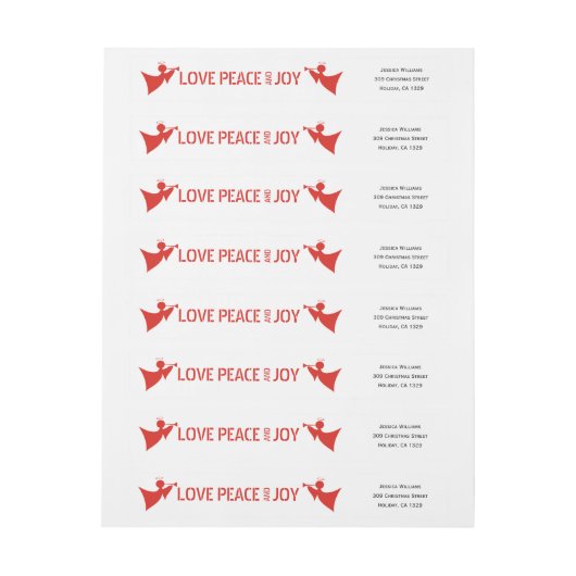 Liefde, Vrede, Vreugde en engelen rode Kerstmis (Vel)