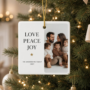 Liefde Vrede Vreugde Gepersonaliseerde Familie Fot Keramisch Ornament