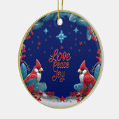 Liefde, vrede, vreugde: Kardinaal Kerstmis Keramisch Ornament (Links)