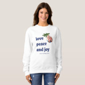 Liefde Vrede Vreugde Kerst Dames Navyblauw Casual Trui (Voorkant volledig)