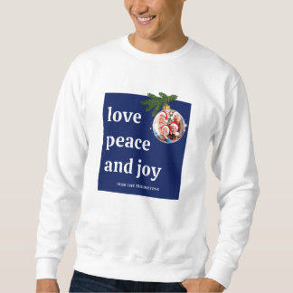 Liefde Vrede Vreugde Kerst Familie Foto Marineblau Trui