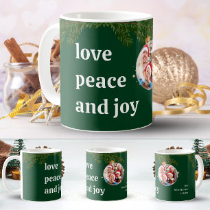 Liefde Vrede Vreugde Kerst Familie Foto Oerbossen Koffiemok
