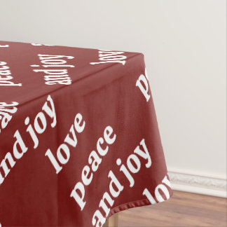 Liefde Vrede Vreugde Kerst Typografie Wit Wijnrood Tafelkleed